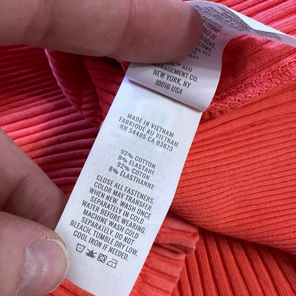 Aerie Road Trip Long Sleeve Henley Coral Ribbed Lounge Comfy Size Medium - Picture 5 of 8